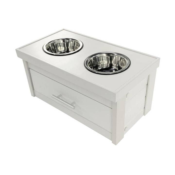 Green's Piedmont 2-Bowl Dog Diner with Storage Drawer -Russe for wholesale by Greenwestons