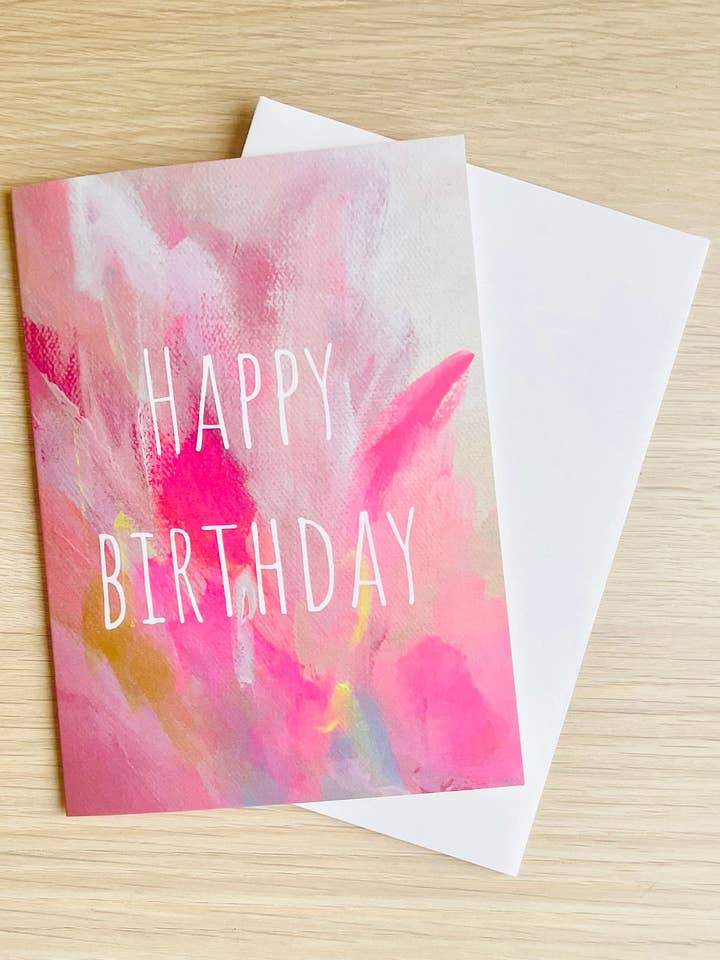 'Happy Birthday' Pink Card for wholesale by Beth Garner