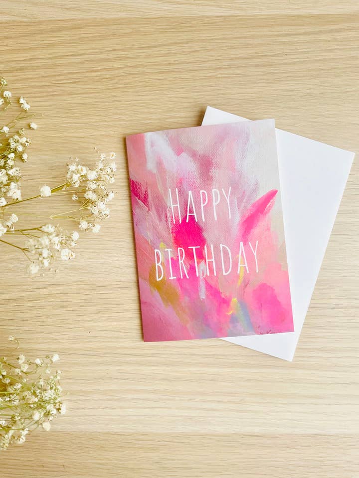 'Happy Birthday' Pink Card for wholesale by Beth Garner