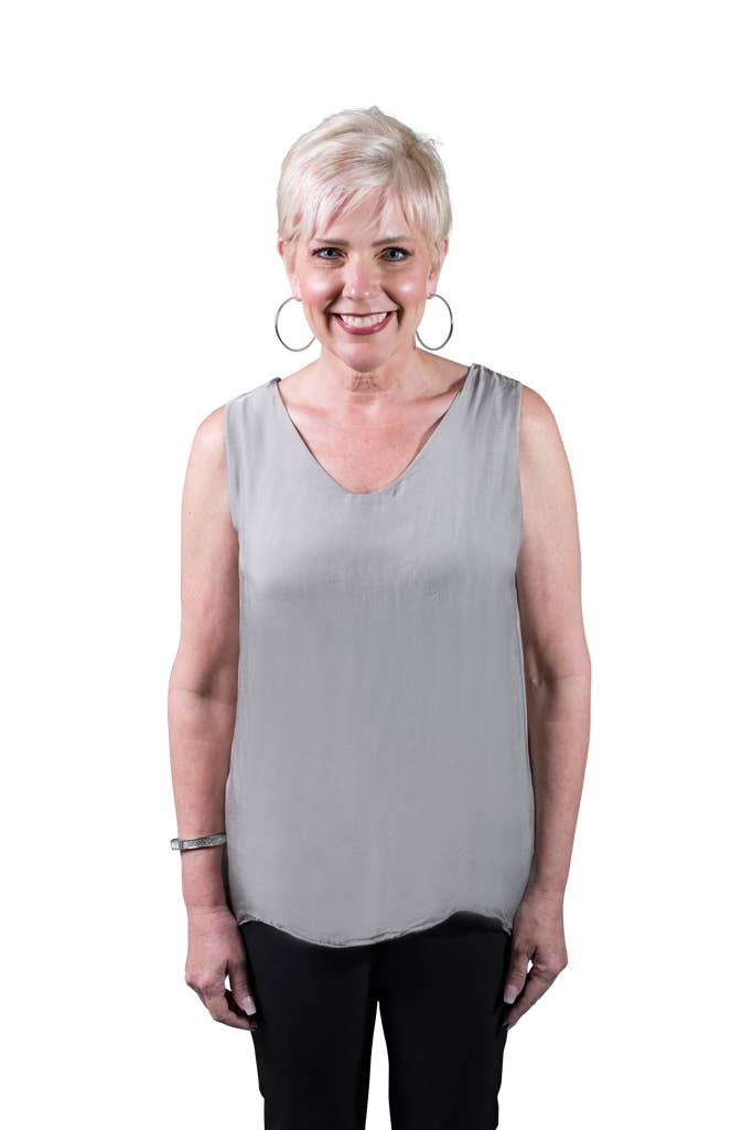 TINA Stephens Italy/Tees By Tina - Wholesale Tank Top - Women's - Dina Silk V-Neck Tank (BT204)2
