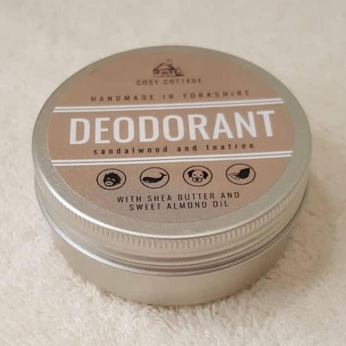 Natural Deodorant With Sandalwood & Tea Tree Essential Oils for wholesale by Cosy Cottage Soap