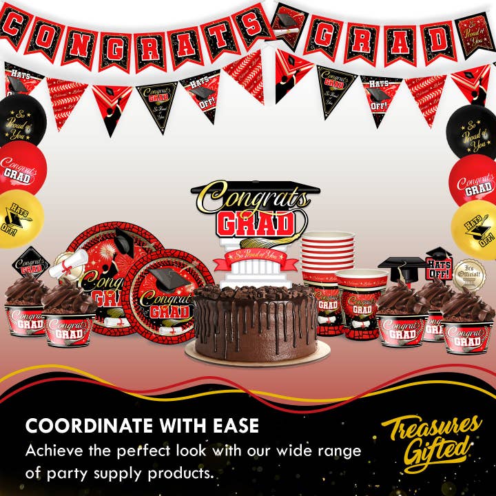 Treasures Gifted - Wholesale Balloon - Red Graduation Party Supplies Balloons - 12pk5