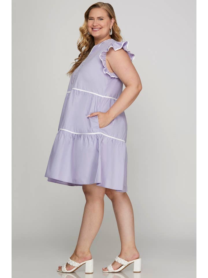 Peace Love Line - Wholesale Dress - Women's - PL5650 PLUS - PLUS - TIERED WOVEN DRESS