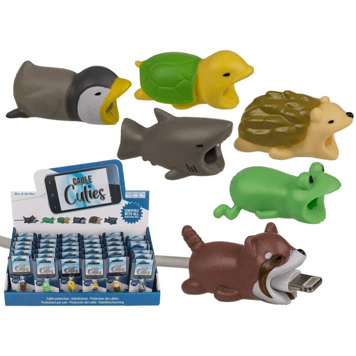 Cable Cuties - niedliche Kabelschutz-Tierchen, ca. 3,5 cm, 6 verschiedene Motive, 36 Stück im Blister für den Großhandel von Out of the blue KG