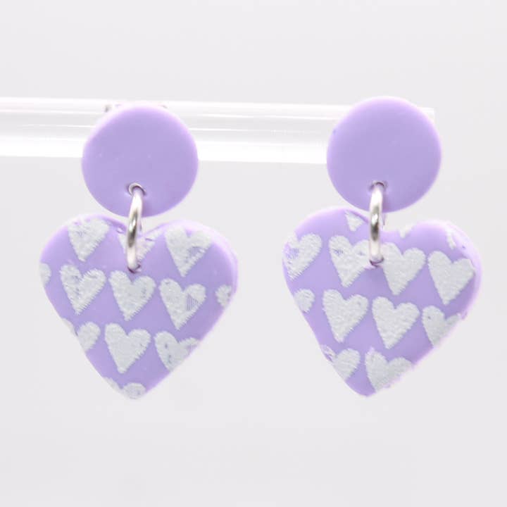 Heart Print Heart and Circle Earring Sterling Silver Stud for wholesale by Abby’s Art Atelier