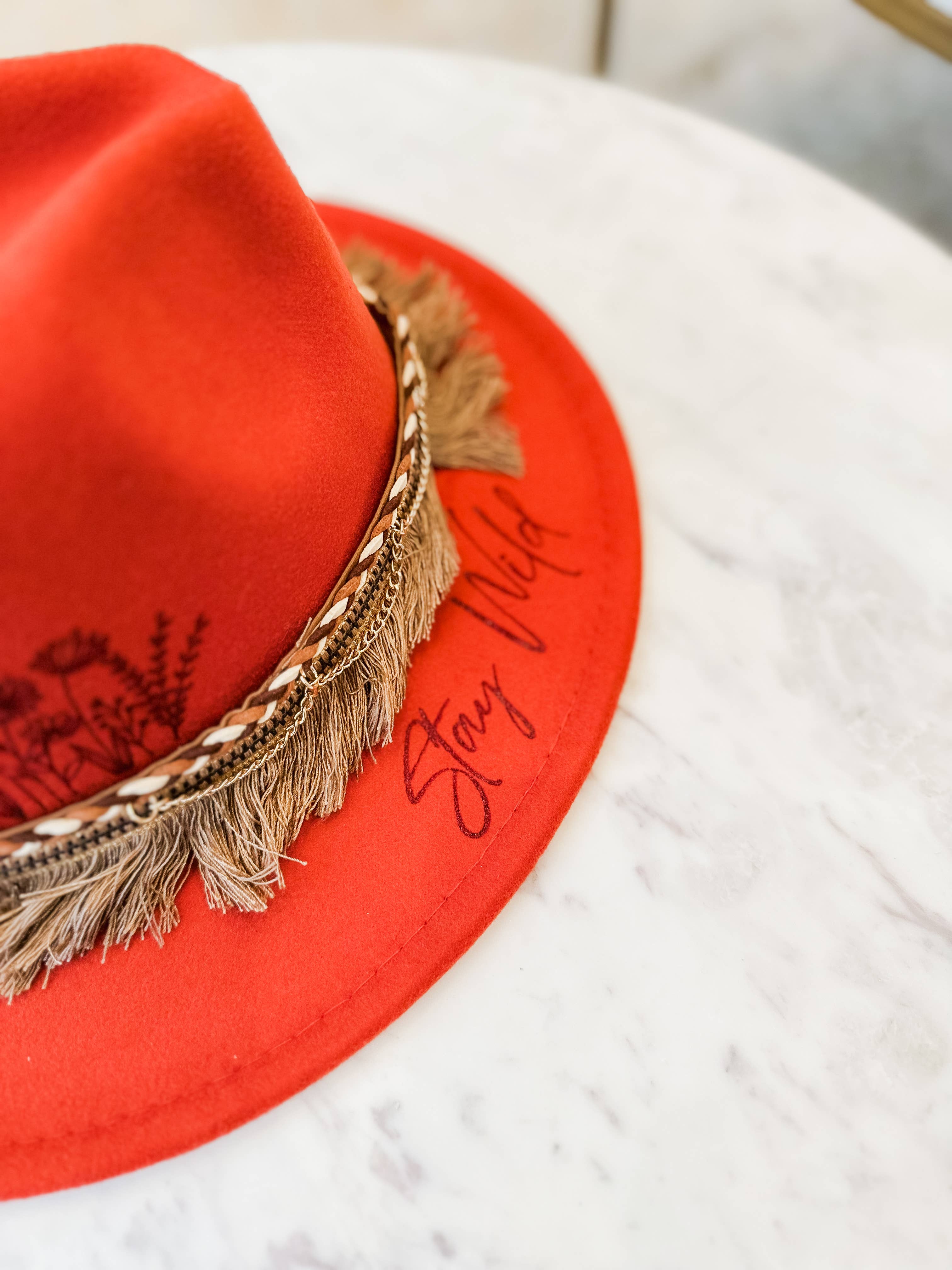 Wild Indigo - Wholesale Fedora - Women's - Wild Flower Burnt Hat Stay Wild Cowboy Hat Fedora2