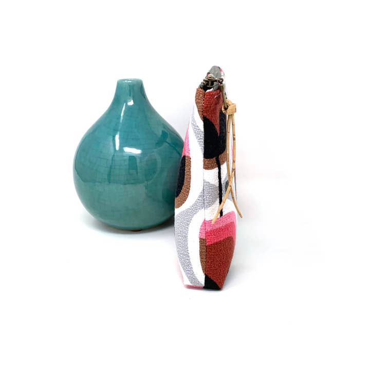 mmb by hand - Vente Pochette – femme - Pochette zippée fine bio Geo Floral Pink1