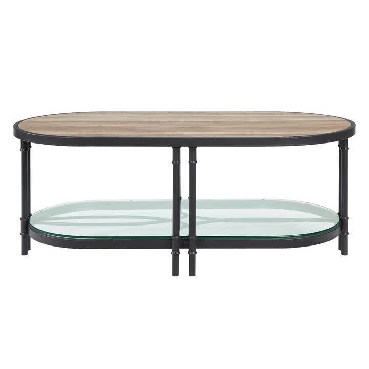 Acme Furniture Industry, Inc. - Wholesale Coffee Table - Brantley Oval Coffee Table with Shelf, Oak & Sandy Black1