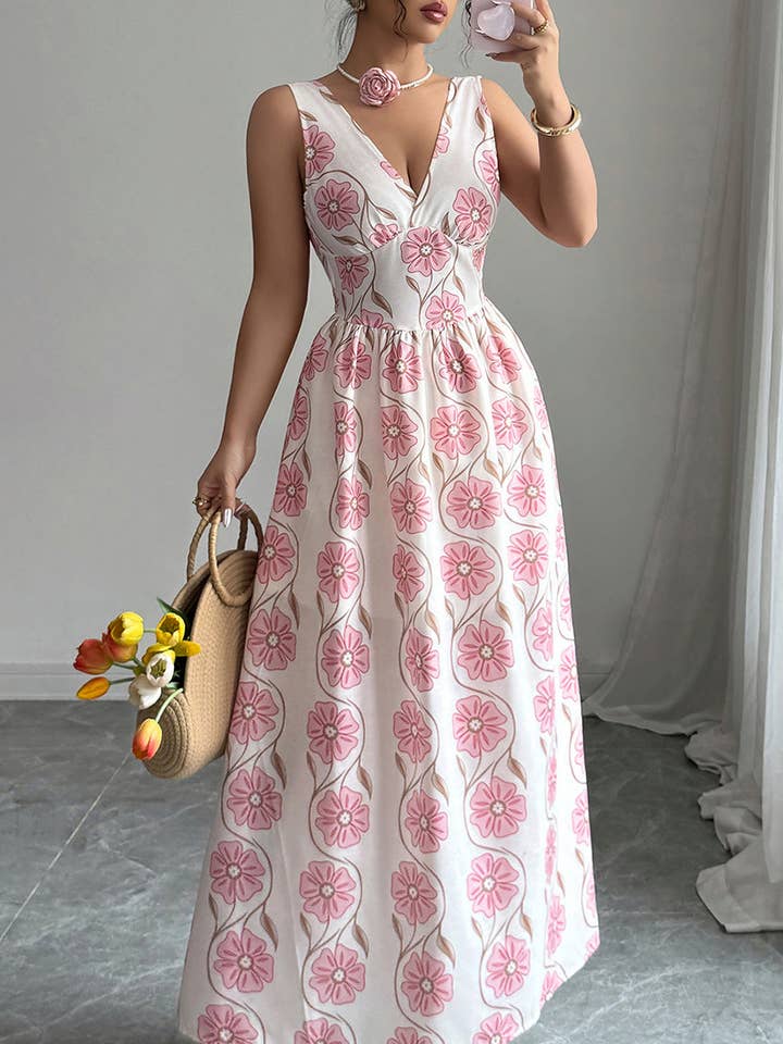 Bodycon-maxi-jurk met bloemenprint voor wholesale door Aria Romance