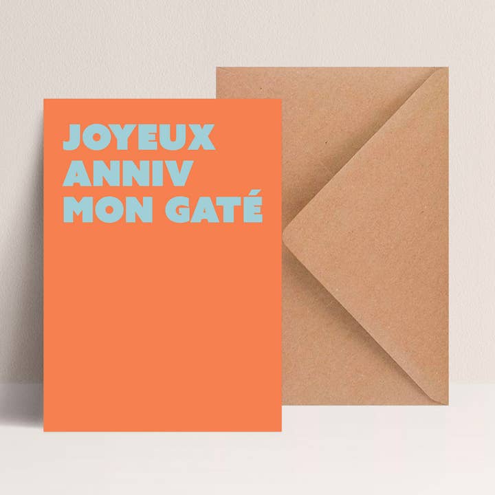 Kort + kuvert "Grattis på födelsedagen, min bortskämde" för wholesale av Majo Edition