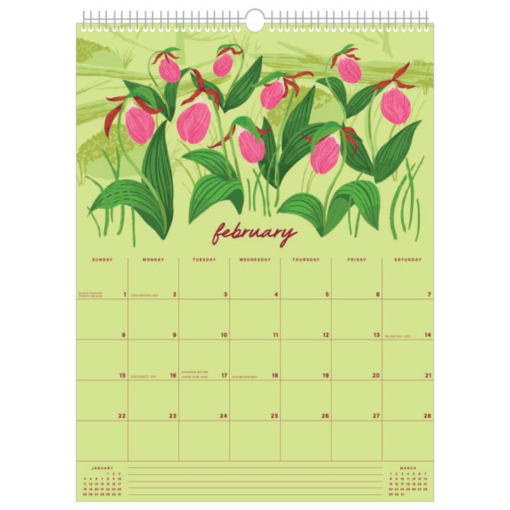 Smudge Ink - Wholesale Calendar - 2026 Wildflower Wall Calendar