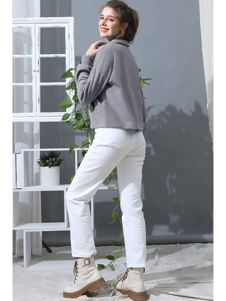 Lily Clothing - Wholesale Fleece - Women's - NECK HALF ZIP UP FLEECE PULLOVER ANORAK JACKET5