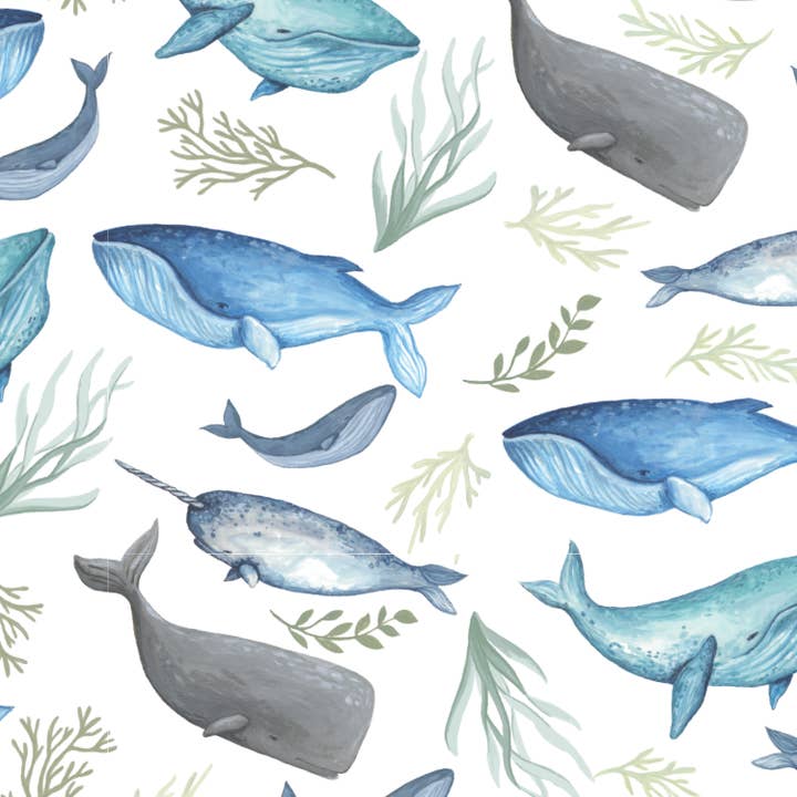 Papel de regalo náutico con ballenas. para venta al por mayor de Jessica Frasz Studio