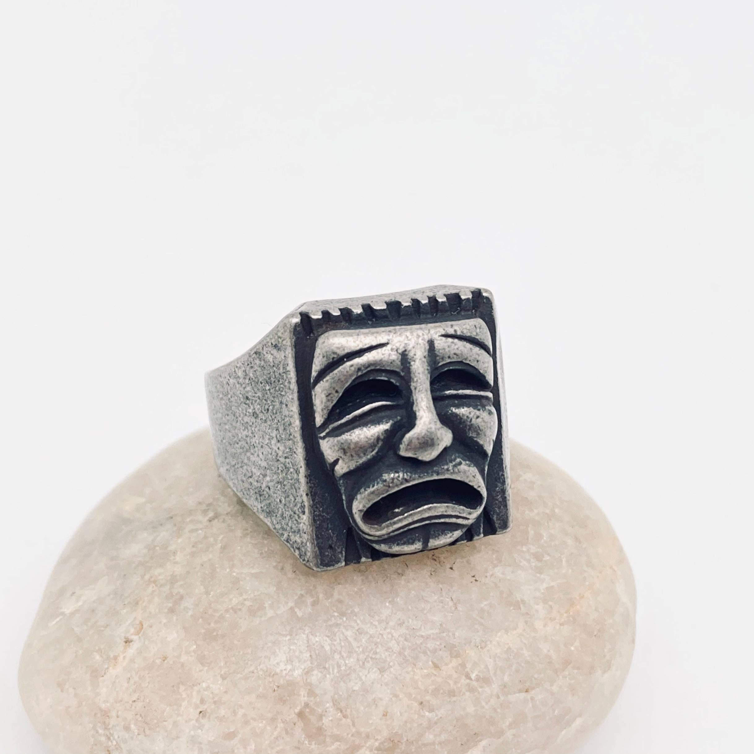 Mio Queena - Wholesale Signet Ring - MJ/MR - Stainless Steel Smiling Face and Crying Face Ring1