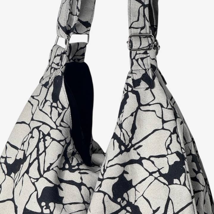 Black Gray Thai Cotton Bag - Marble for wholesale on Faire