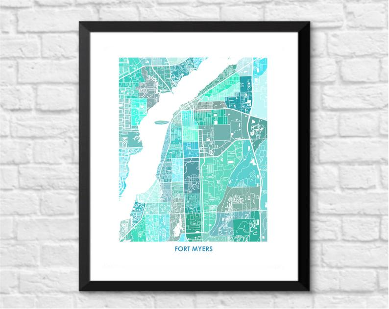 Juanita's Adventures - Wholesale Art Print - Ft Myers Map Print2