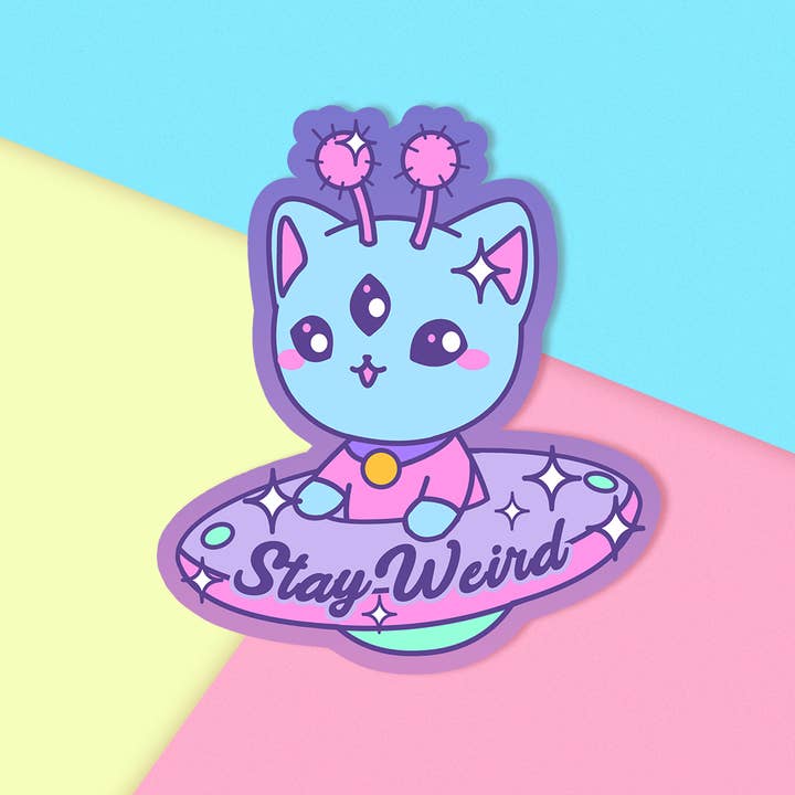 Stay Weird Holographic Sticker for wholesale by Oshkico