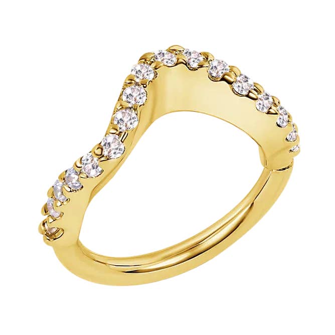 Anillo Ondulado Sin Fin – Diseño Pavé de Línea Fluida en Oro de 14K para venta al por mayor de Piercing-zone