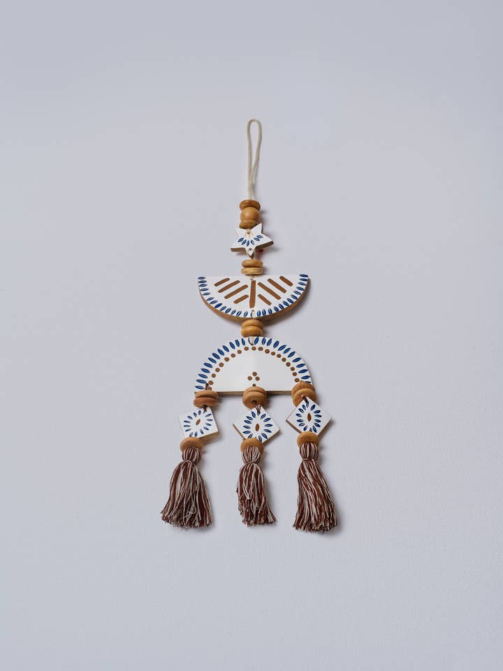 Colgante de Pared Boho de Madera con Borlas para venta al por mayor de Atolia Designs