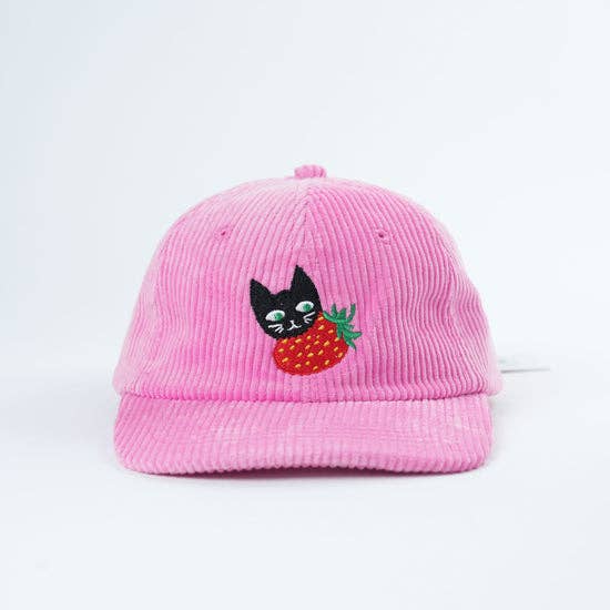Adult Strawberry Eater Corduroy Hat for wholesale by Baby Cats of California