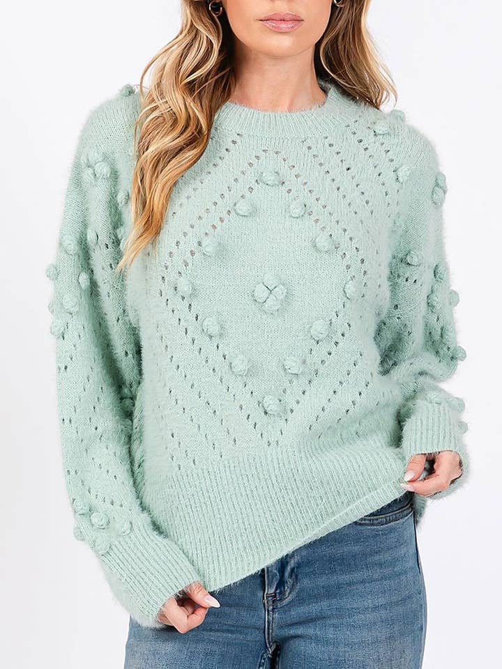 MOHAIR POM POM LANGÆRMET SWEATER for engroshandel hos ROUSSEAU