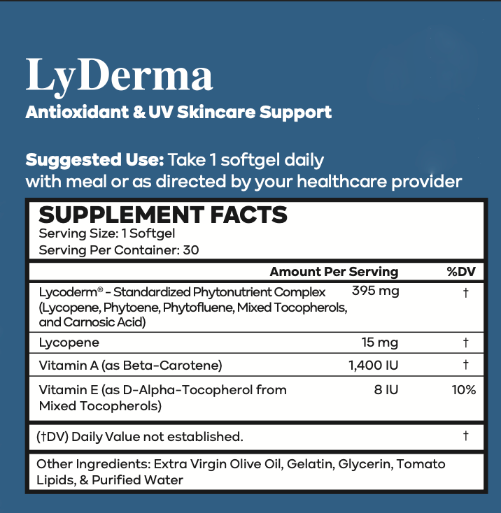 SaBio Therapeutics - Venta al por mayor Suplementos/vitaminas para beber - LyDerma - Soporte antioxidante y UV para el cuidado de la piel1