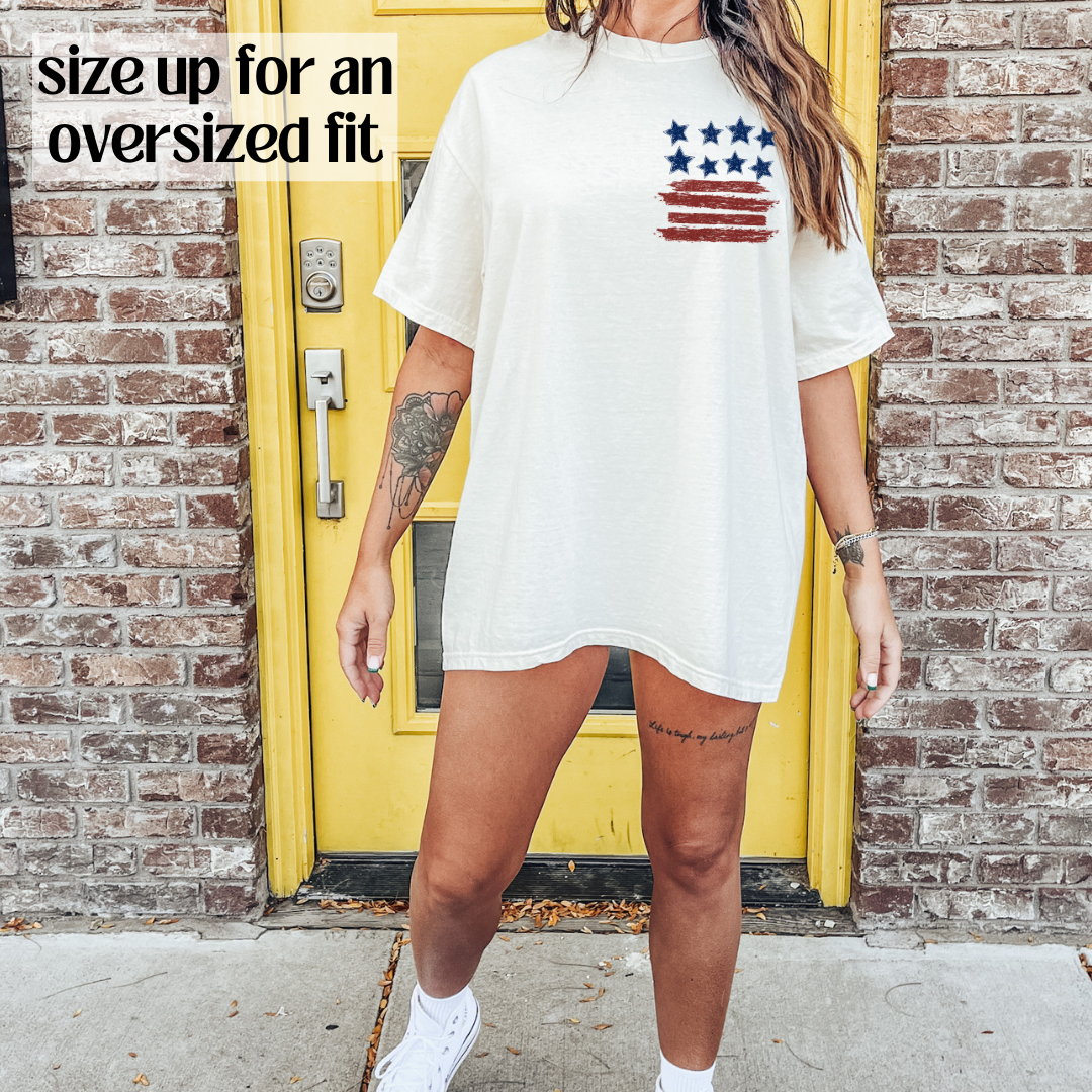 XO, Hannah - Wholesale Graphic Sweatshirt - Women's - FRONT & BACK Loves Jesus & America Too On Sand/Natural0