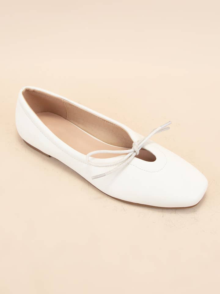 CCOCCI - Wholesale Flats - Women's - CHARLOTTE-4 SQUARE-TOE FRONT BOW BALLET FLATS