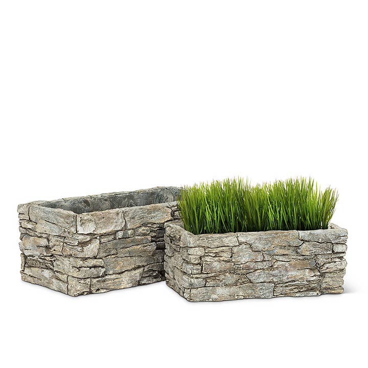 Abbott - Wholesale Planter Box - Small Rectangle Stack Stone Planter-4x8"L2