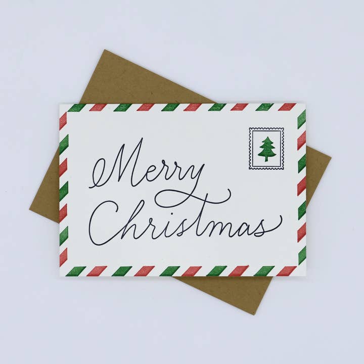 Carte de Noël Airmail pour la vente par Squeezebox Press