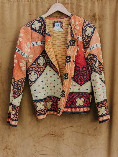 Vintage Kantha Jacket - Midnight Bloom for wholesale by Wings Hawaii