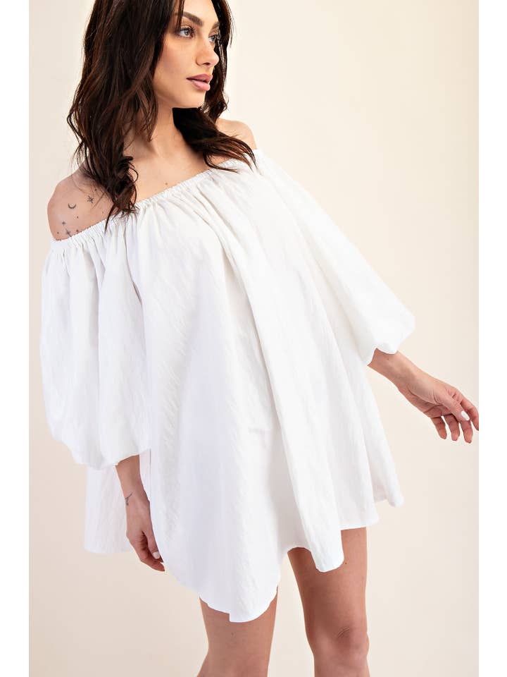 Glam - Wholesale Dress - Women's - Puff-Sleeve Off-The-Shoulder Mini Dress