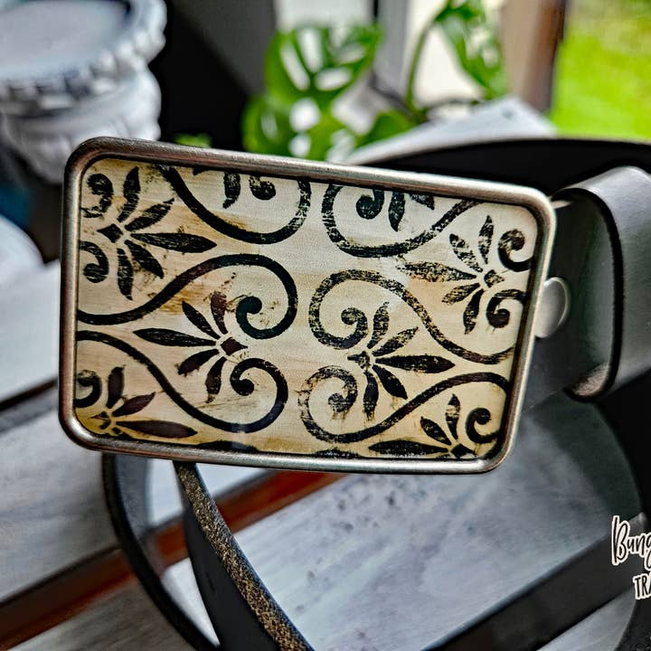 Sepia Scroll Belt Buckle for wholesale by Bungalow Blue Trading Co