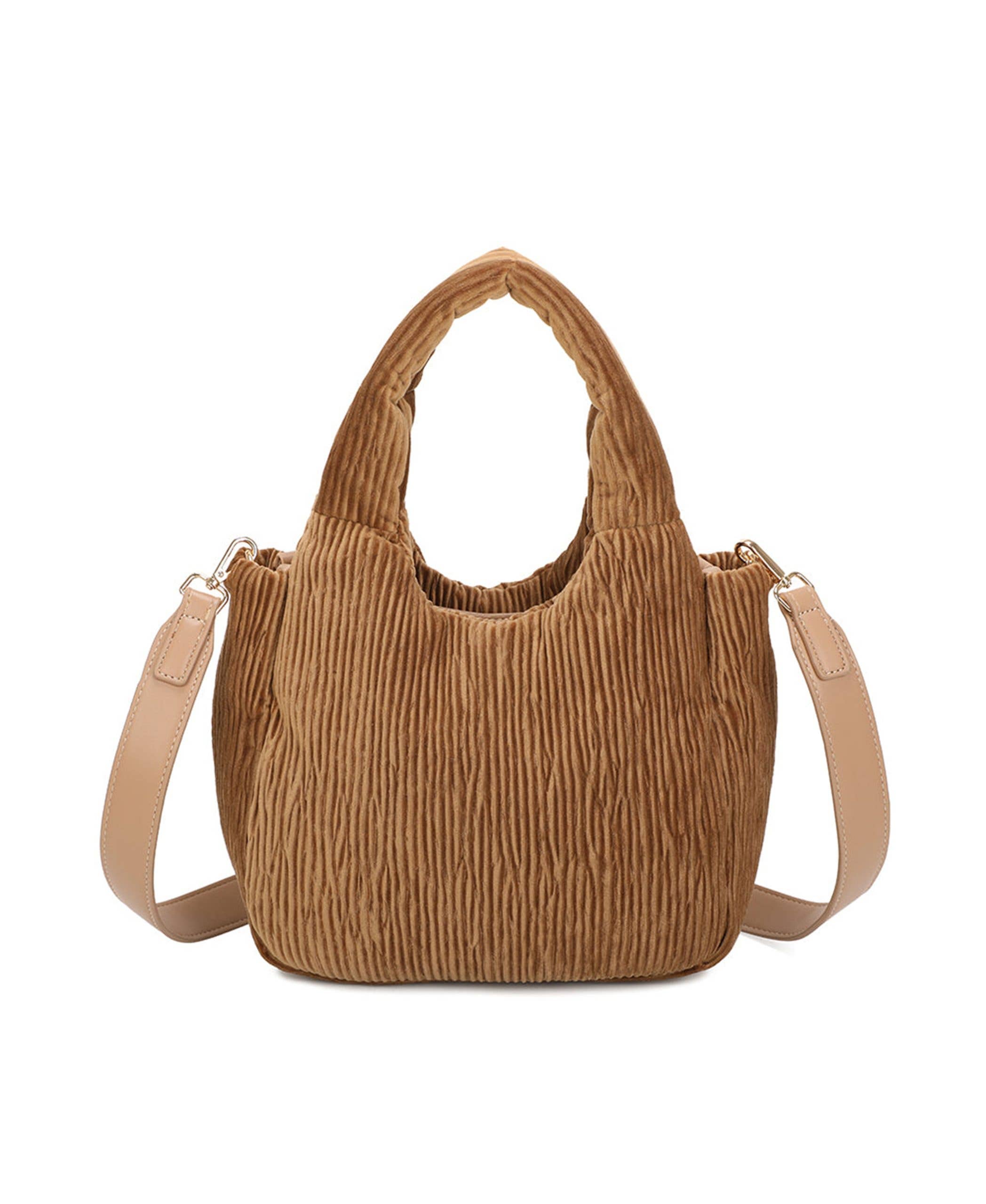 Ellas Trading - Venta al por mayor Bolso con correa - Mujer - Bolso de hombro tipo hobo acolchado de pana a la moda6