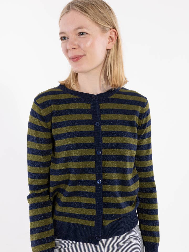 Danesaga Glitter Kofta Dk Navy/Olive för wholesale av Danefae København