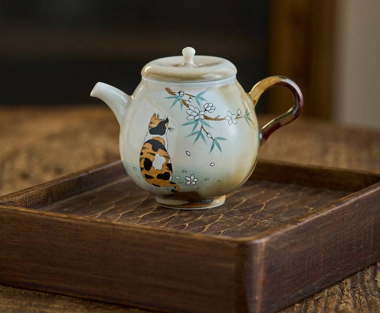 Gohobi （We cover U.S. import duties） - Wholesale Tea Pot - Gohobi Hand-Painted Orange Cat Teapot6