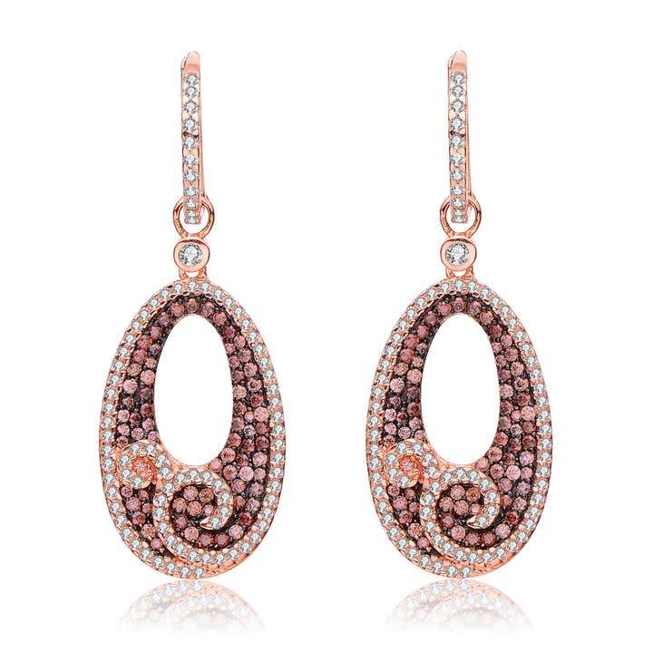 Sterling Silver Two Tone Plated Cubic Zirconia Earrings for wholesale by Genevive