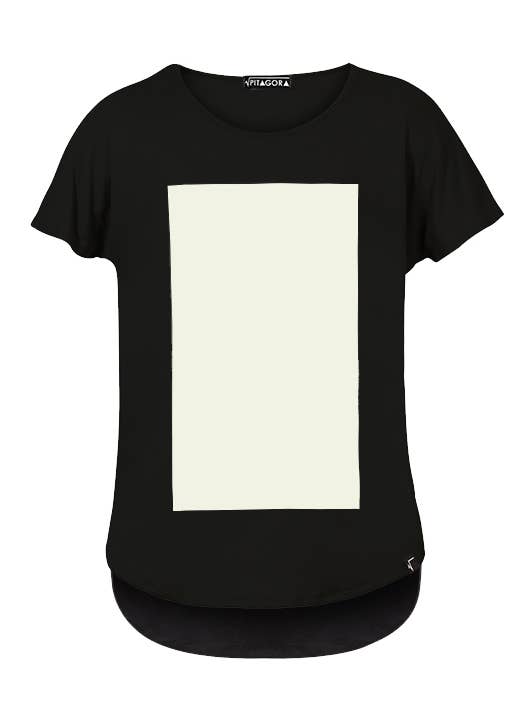 Quadrilateral T-shirt Black - White for wholesale by Pitagora