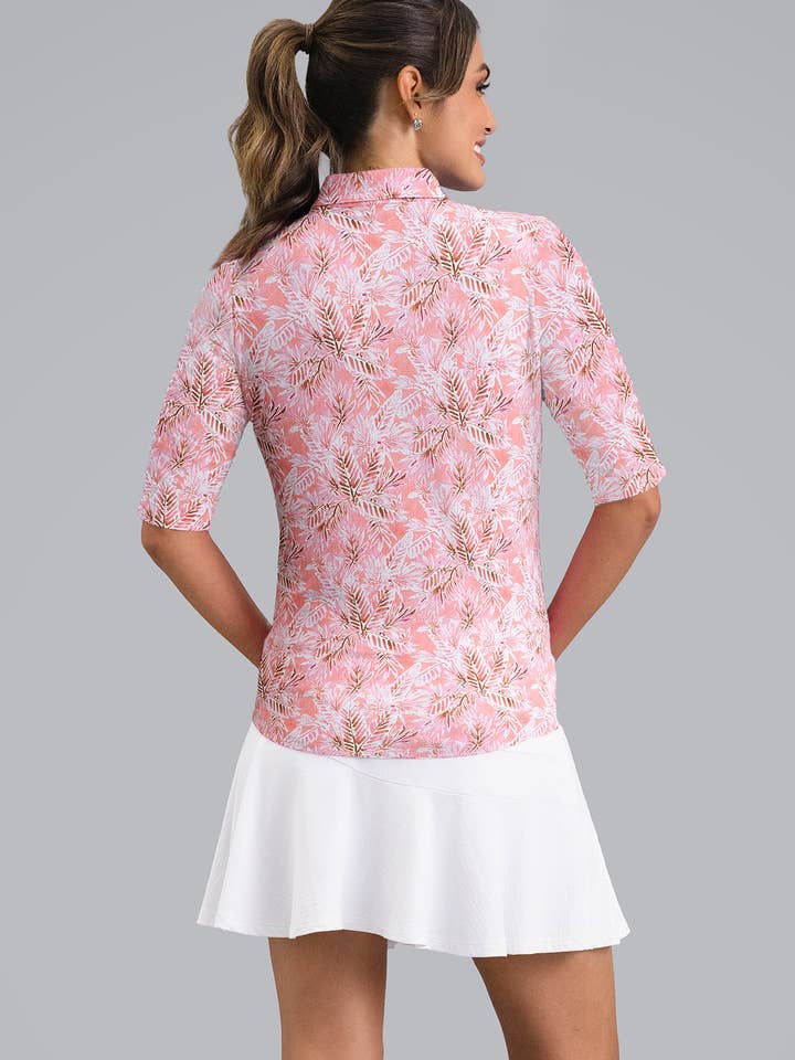 Briana Ruched Elbow Sleeve Mandarin Collar Top for wholesale by IBKÜL