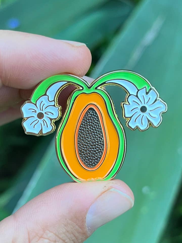 Papaya Fruiterus Enamel Pin for wholesale by Ricaloo