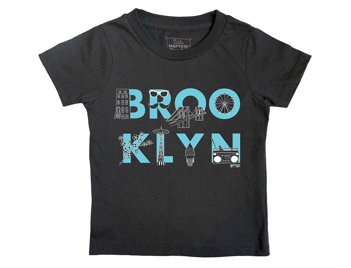 Maptote – Großhandel T-Shirt mit Siebdruck – Kinder – Brooklyn Font T-Shirt für Kleinkinder