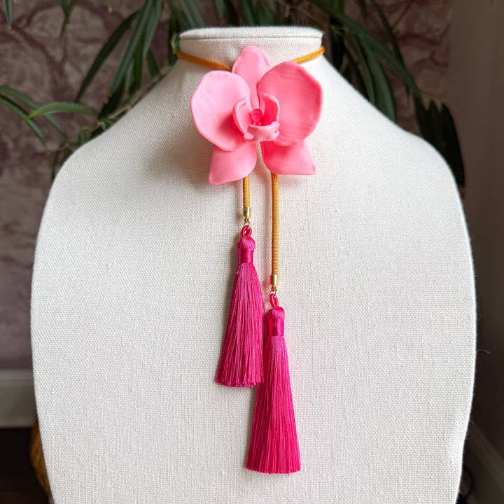 Orchid Bolo Bubblegum Pink with Golden Yellow & Fuchsia for wholesale by Rahya Jewelry Design