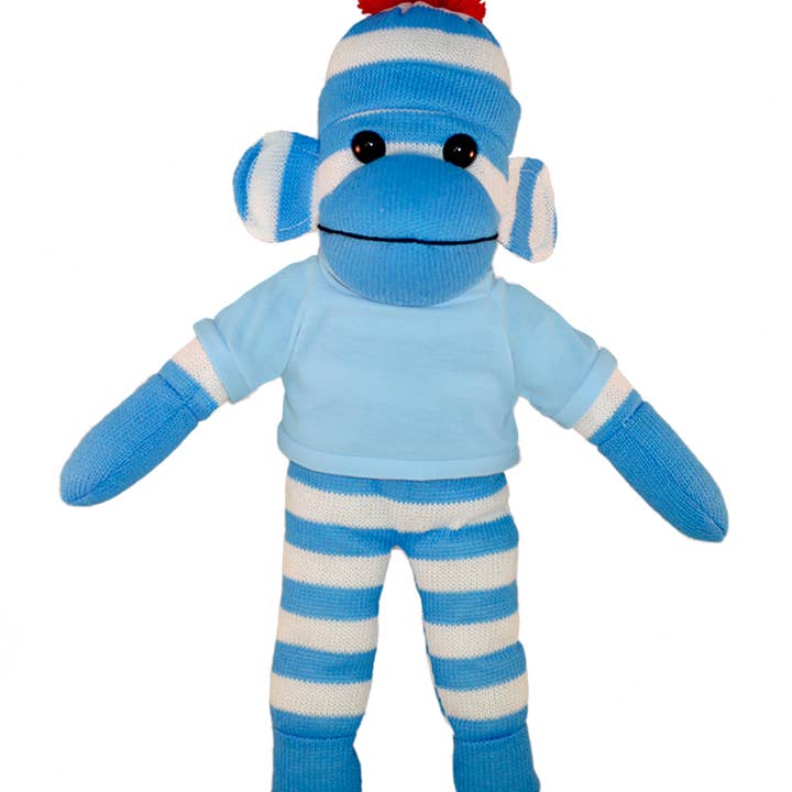 Plushland - Wholesale Stuffed/Plush Toy - Kids & Baby - Blue Sock Monkey Bean Bag animal 10"9