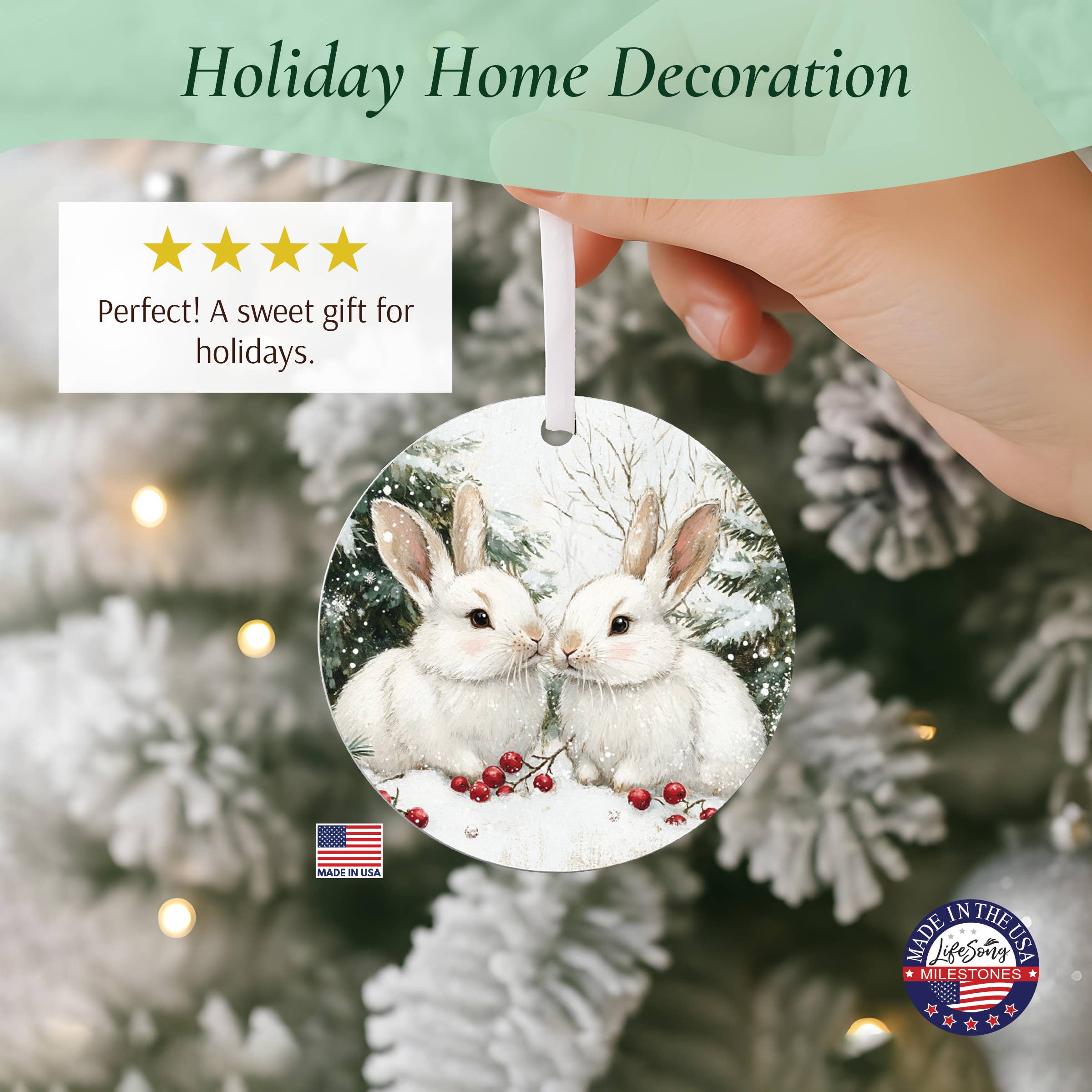 LifeSong Milestones - Wholesale Ornament - Christmas Bunny Ornament for Home Holiday Decor2