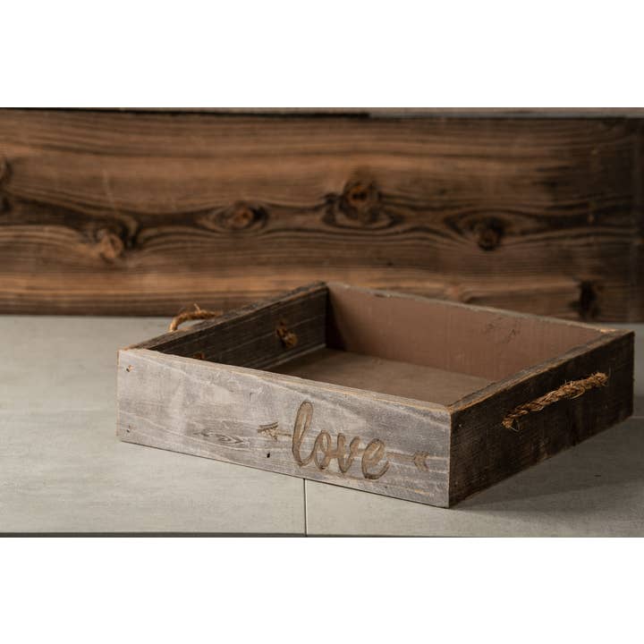Love Reclaimed – Bandeja decorativa por atacado – Bandeja de madeira rústica de fazenda - Love1