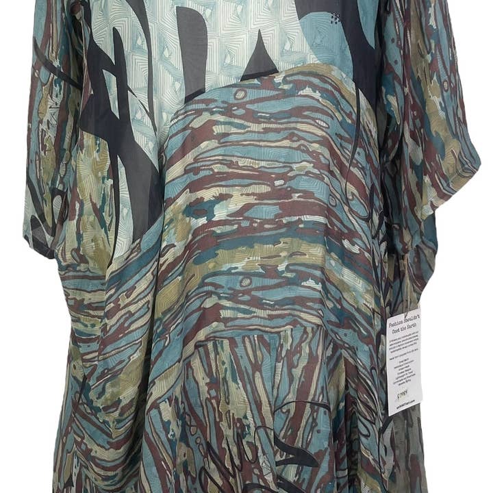 PRG7984 Sheer Avatar Pure Silk Sculptural Long Tunic Dress for wholesale by sariKNOTsari