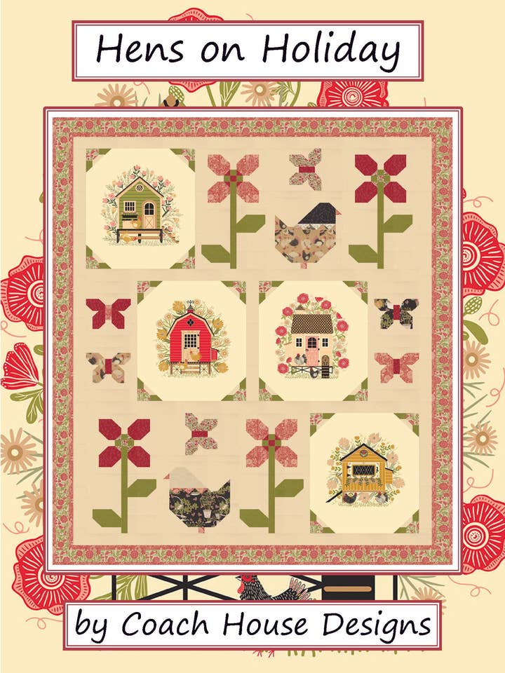 Poules en Vacances Modèle de Quilt pour la vente par Coach House Designs