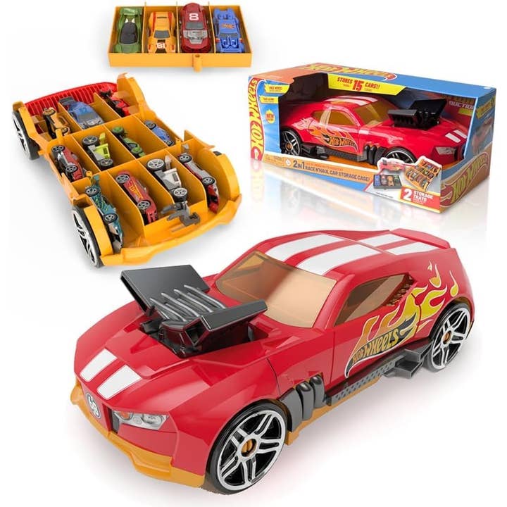 Hot Wheels Free-Wheel 2-IN-1 Race N' Haul Storage - Red for wholesale by Ancory