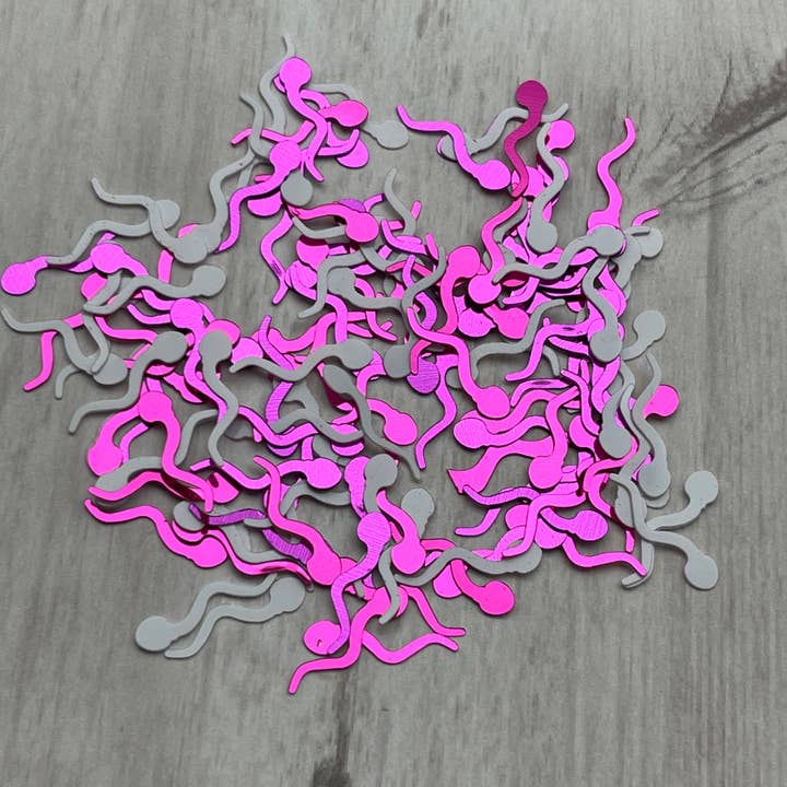 Pink and White Sperm Confetti, Funny Sperm Confetti for wholesale by Dirty Grove by Hazel Grove Customs