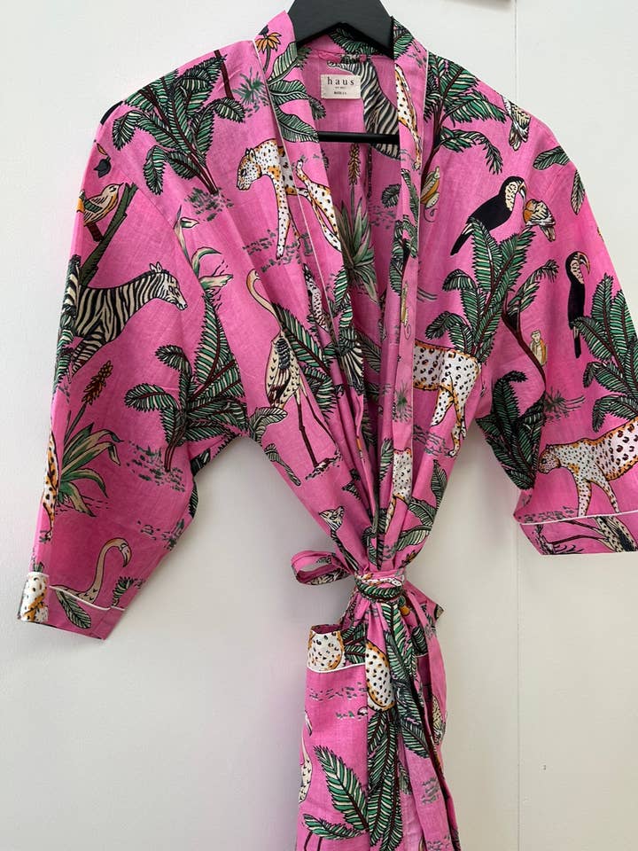 HausLife - Wholesale Robe - Women's - Jungle Print Cotton Kimono Dressing Gowns (6 Colours)6